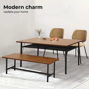 Levede Dining Table Bench Storage Shelf Steel Kitchen Rustic Brown 150cm
