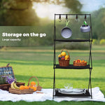 Levede Camping Storage Shelves Portable Hanging Rack Foldable BBQ Picnic 3 Shelf