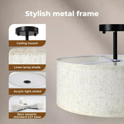 Emitto Ceiling Light Led Modern Pendant Lights Bedroom Lamp Linen Shade Flush