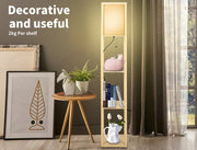 Emitto Floor Lamp LED Storage Shelf 3 Tier Wood Standing Reading Corner Light