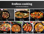Toque 30cm Cast Iron Frying Pan Non Stick Steak Skillet Round BBQ Grill Cookware