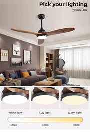 Spector 52'' Ceiling Fan DC Motor LED Light Remote 5 Speed Wood Blade1300mm