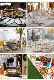 Stainless Steel Cutlery Set Travel Knife Fork Spoon Glossy Gold Tableware 30PCS
