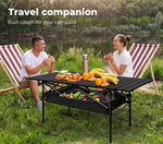 Levede Folding Camping Table Portable Picnic Outdoor BBQ Desk Egg Roll Black