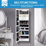 Levede Mirror Jewellery Cabinet Jewelry Box Wall Mounted Hang Over LED White