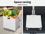 65L Foldable Shopping Trolley Camping Cart Grocery Basket Rolling   White & Grey