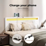 Levede Queen Bed Frame RGB LED PU Leather Mattress Base 4 Drawer USB Charge