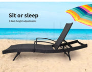 Levede Sun Lounger Wicker Lounge Outdoor Furniture Garden Patio Bed Cushion Pool