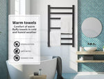 Heated Towel Rail Warmer Rack Wall Mounted Bathroom Electric 7 Bars Dryer Black