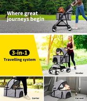 Pawz Large Pet Stroller Dog Cat Travel Carrier Pram Foldable Pushchair Outdoor