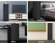 Levede 8 Drawer Office Cabinet Drawers Storage Cabinets Steel Rack Home Black