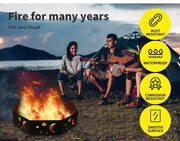 Moyasu Round Fire Pit Ring Outdoor Fireplace Camping Firepit Steel Portable 36