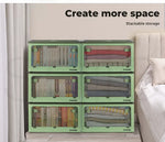 55L Storage Boxes Stackable Container Lid 5Sides Open Wardrobe Clothes Organizer