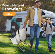 Levede Folding Camping Moon Chair Lightweight Outdoor Chairs Portable Seat Beige