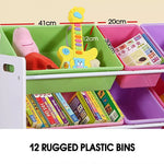 Levede 12Bins Kids Toy Box Bookshelf Organiser Display Shelf Storage Rack Drawer