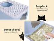 Pawz Cat Litter Box Fully Enclosed Kitty Toilet Trapping Odor Control Basin Blue