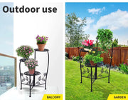 2X Wrought Iron Outdoor Indoor Flower Pots Plant Stand Garden Metal Corner Shelf