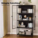 Stacked Tempered Glass Display Cabinet 4Tier Clear Showcase Bookcase Steel Frame