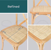 Levede 2X Dining Chairs Cross Back Chair Wood Mid Century Rattan Cane Furniture