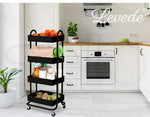 Levede 4 Tiers Kitchen Trolley Cart Steel Storage Rack Shelf Organiser Black