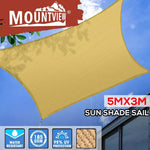 Mountview Sun Shade Sail Cloth Canopy Outdoor Awning Cover Rectangle Sand 5mx3M