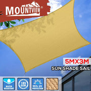 Mountview Sun Shade Sail Cloth Canopy Outdoor Awning Cover Rectangle Sand 5mx3M