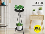 Levede Plant Stand 2 Tiers Outdoor Indoor Metal Flower Pots Rack Garden Shelf