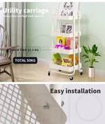Levede 4 Tiers Kitchen Trolley Cart Steel Storage Rack Shelf Organiser White