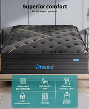 Dreamz Spring Mattress Bamboo Euro Top Bed Pocket HD Egg Foam 35cm King