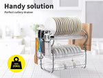 Toque Dish Rack Drying Drainer Cup Holder Cutlery Tray Kitchen Organiser 3 Tier