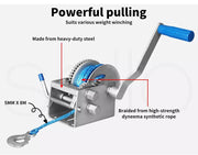 Manan Hand Winch 2000KG /4410LB 3 Speed Manual Car 4WD Boat Marine Trailer 8M
