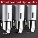 3 Bottles Bathroom Shower Soap Dispenser Shampoo Pump Wall Mounted 1500ml Silver