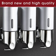 3 Bottles Bathroom Shower Soap Dispenser Shampoo Pump Wall Mounted 1500ml Silver