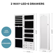 Levede Mirror Jewellery Cabinet Full Length Makeup Storage Jewelry Organizer Box