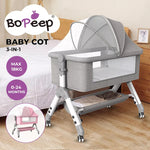 Bopeep Baby Cot Bed Crib Portable Bassinet Safety Fence Adjustable Bedside Pink