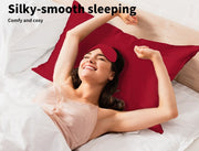 Dreamz Silk Pillow Case 100% Mulberry Slip Eye Mask Set Both Sided 25 Burgendy