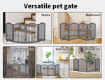 Pawz 4 Panels Wooden Pet Gate Retractable Dog Fence Safety Barrier Security Door