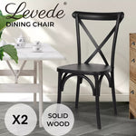 Levede 2x Dining Chairs Cross Back Kitchen Chair Natural Wood Lounge Seat Black