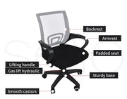 2x Levede Office Chair Gaming Computer Mesh Chairs Executive Seating Work Grey