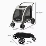 PaWz Pet Dog Stroller Pram Carrier Cat Travel Foldable 4 Wheels 50kg Capacity