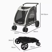 PaWz Pet Dog Stroller Pram Carrier Cat Travel Foldable 4 Wheels 50kg Capacity