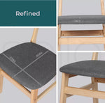 Levede 4xDining Chairs Kitchen Chair Natural Wood Linen Fabric Cafe Lounge