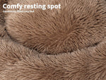 Pawz Pet Dog Calming Bed Warm Soft Plush Round  Comfy Sleeping 80cm Brown