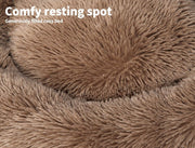 Pawz Pet Dog Calming Bed Warm Soft Plush Round  Comfy Sleeping 80cm Brown