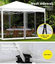 Mountview Gazebo Pop Up Marquee Outdoor Canopy 3x3m Wedding Tent Mesh Side Walls