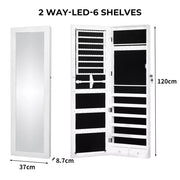 Levede Mirror Jewellery Cabinet Full Length Makeup Storage Jewelry Organiser Box