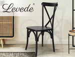 Levede 2x Dining Chairs Cross Back Kitchen Chair Natural Wood Lounge Seat Black