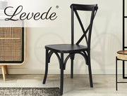 Levede 2x Dining Chairs Cross Back Kitchen Chair Natural Wood Lounge Seat Black