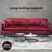 Levede 3 Seater Sofa Chair Italian Velvet Couch Lounge Armchair Recliner 210cm
