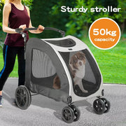 PaWz Pet Dog Stroller Pram Carrier Cat Travel Foldable 4 Wheels 50kg Capacity